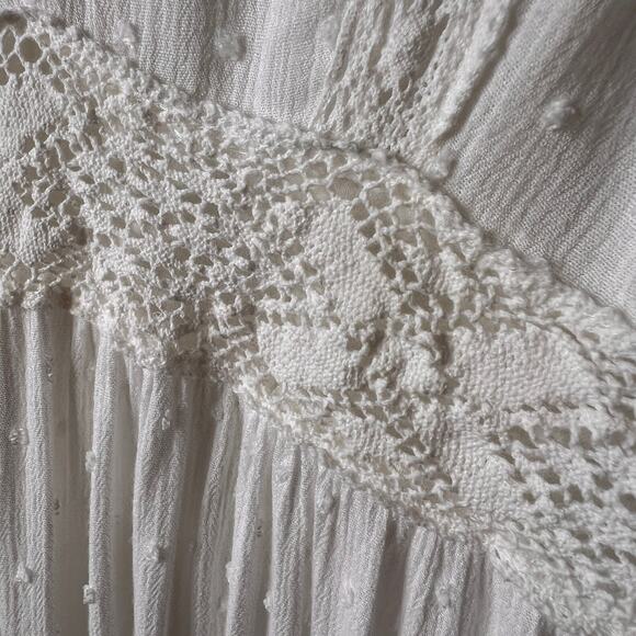 Knox Rose Dress Womens Size Medium Ivory Swiss Dot Peasant Style Tiered Maxi - Picture 7 of 16